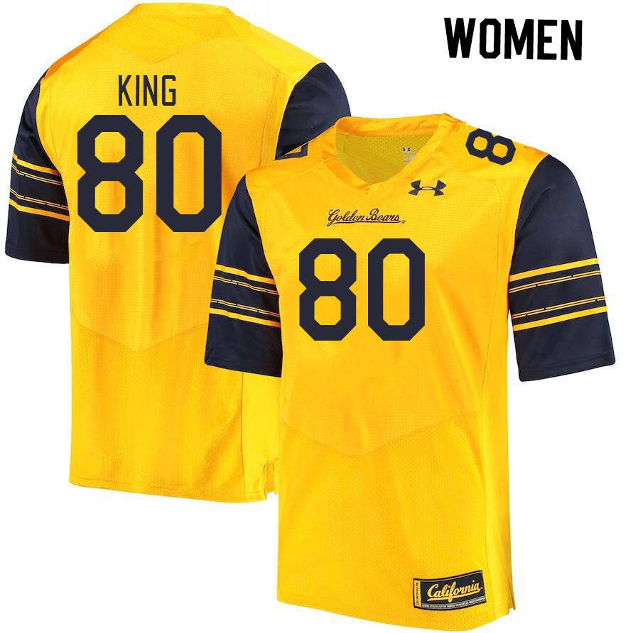 Women #80 Jordan King California Golden Bears College Football Jerseys Stitched Sale-Gold - Click Image to Close